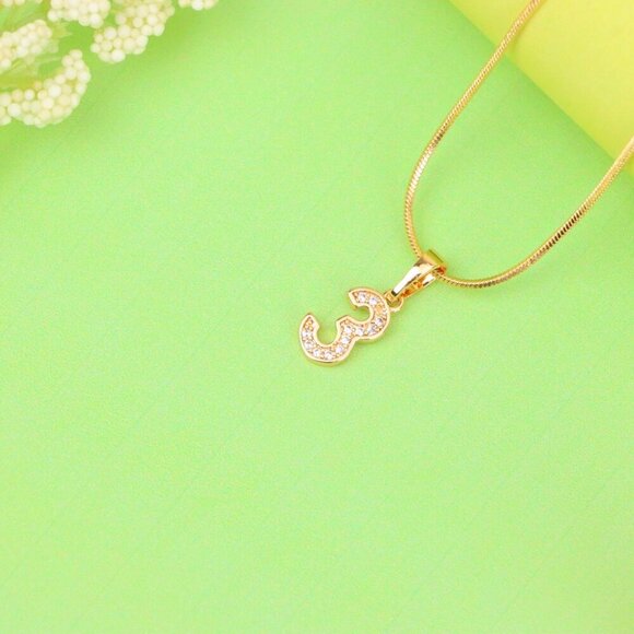 "Rose Gold Number 3 Pendant with Crystals – 18K Gold Plated Charm, XPPT1343 - Picture 11 of 13